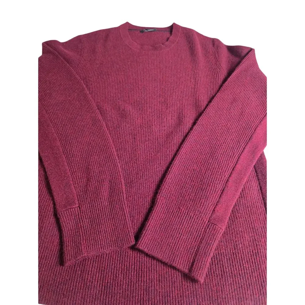 rag & bone 100% Cashmere Crewneck Sweater Heather Burgundy Maroon. Dark Academia